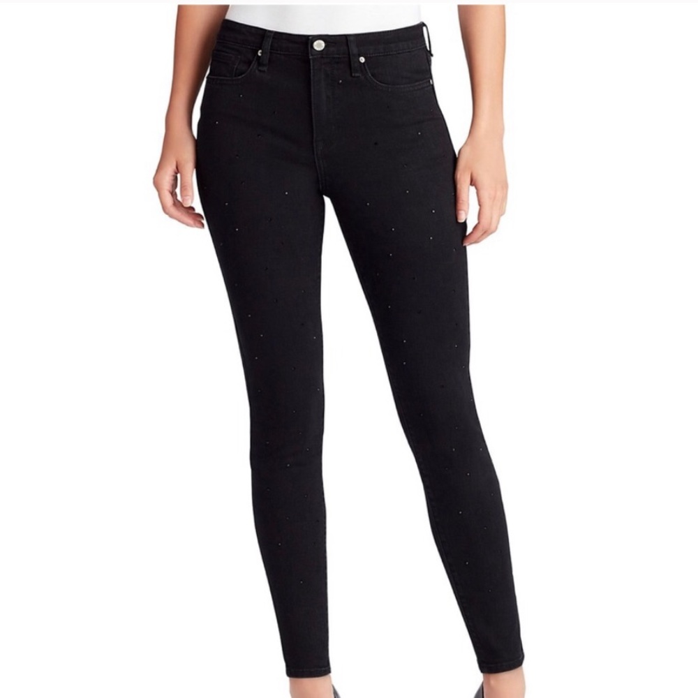 William Rast Perfect Skinny Black Rhinestone Jeans
